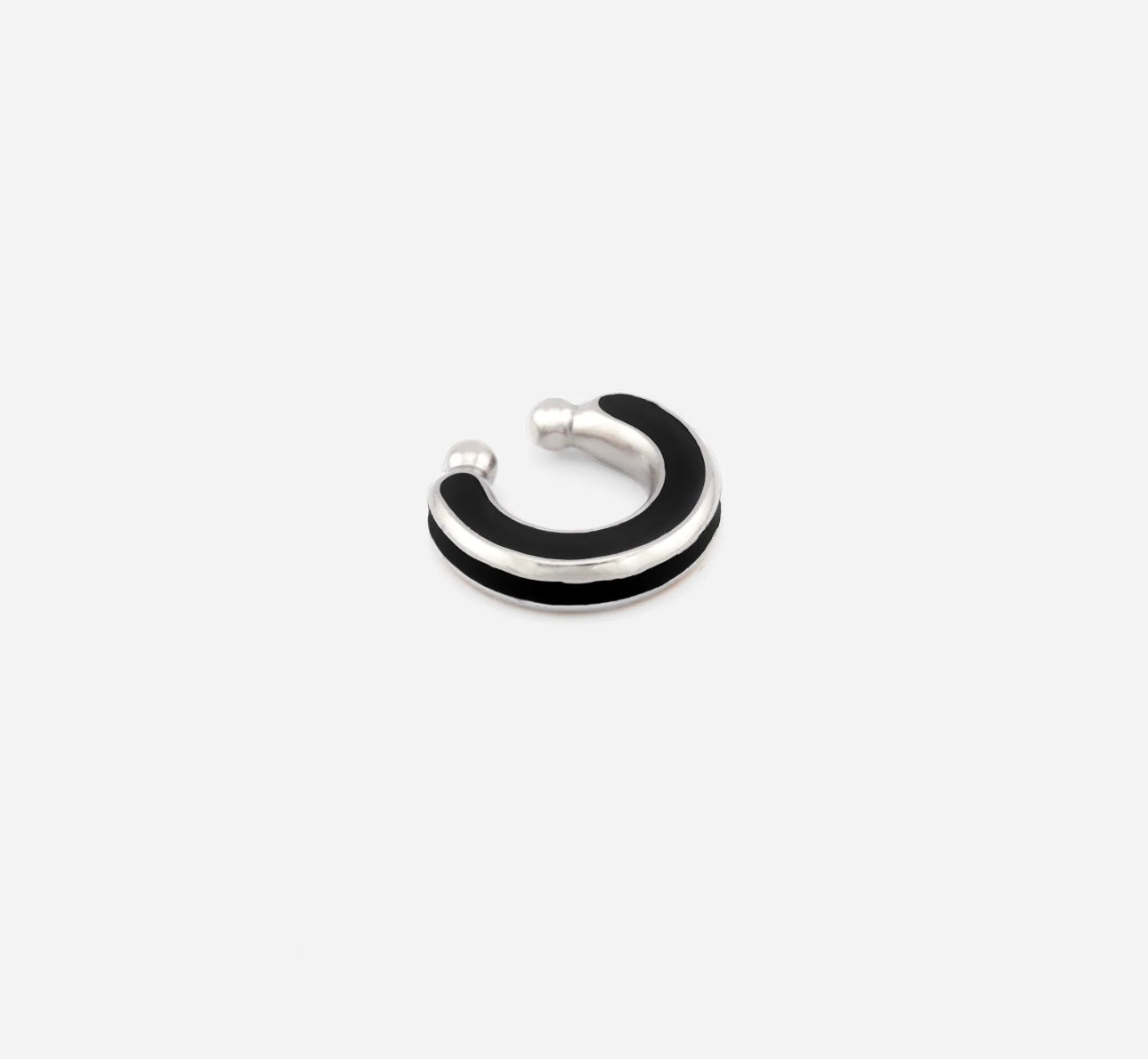SILVER BLACK EAR CUFF